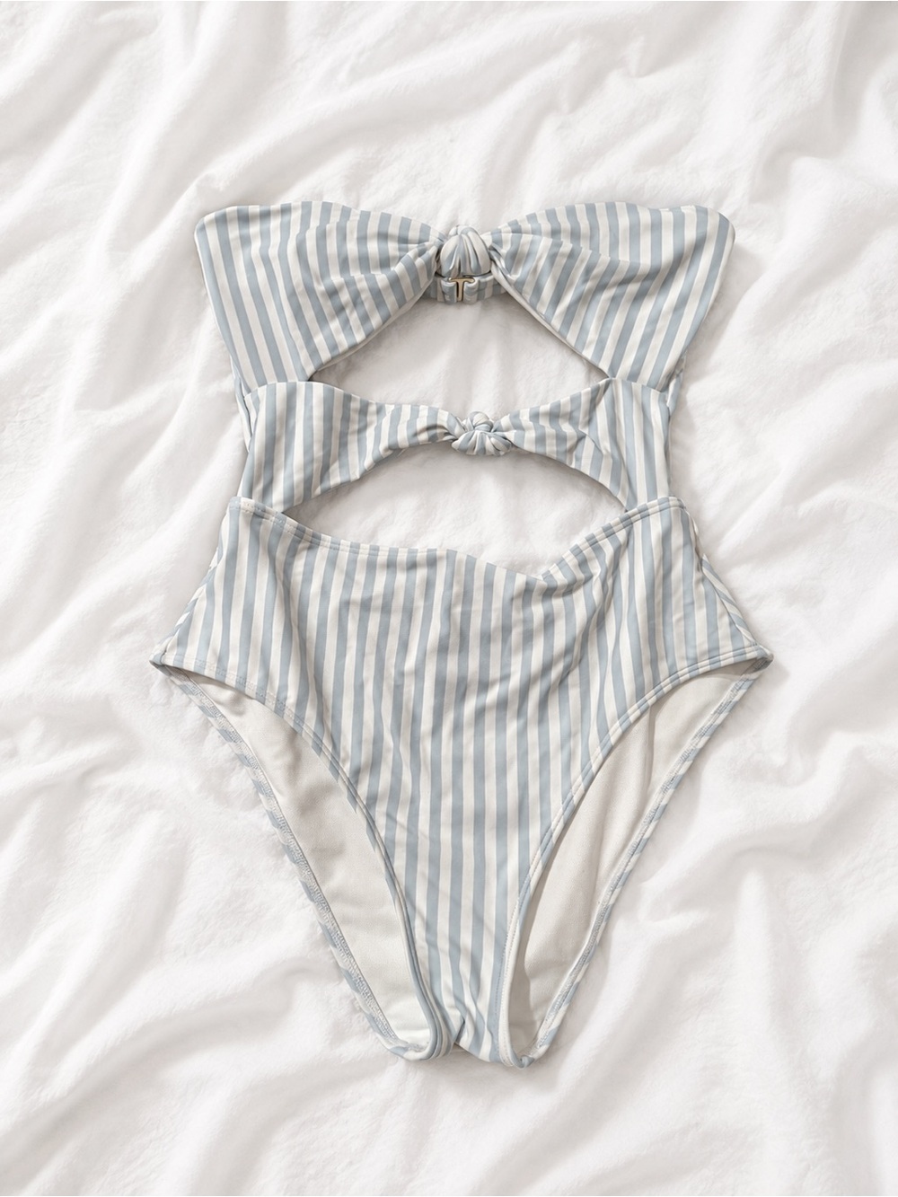 Hollister Light Blue & White Striped Cutout One-Piece